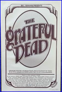 Grateful Dead Concert Poster Randy Tuten Signed Orpheum 1976 Grateful Dead Concert Poster Randy Tuten Signed Orpheum 1976