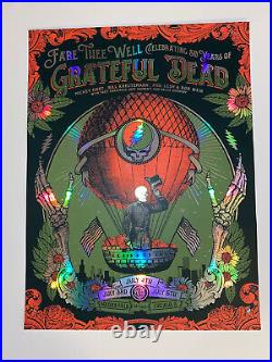 Grateful Dead Fare The Well GD50 Soldier Field Chicago 2015 Poster FOIL Sold Out