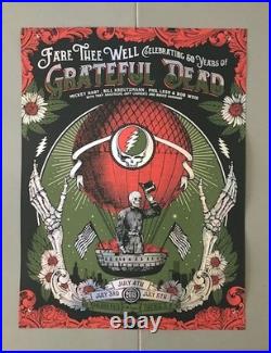 Grateful Dead Fare Thee Well 50th 2015 Chicago Foil Poster Status Serigraph Mint