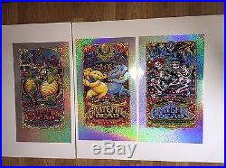 Grateful Dead Fare Thee Well Poster Set (3) Chicago 15 AJ Masthay Sparkle Foil