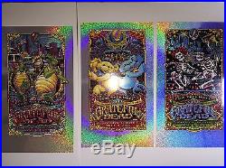 Grateful Dead Fare Thee Well Poster Set (3) Chicago 15 AJ Masthay Sparkle Foil