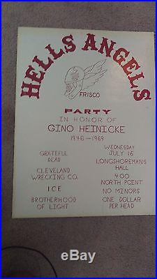 Grateful Dead Hells Angels 1969 Longshoremans Hall Party Hippie Concert Poster