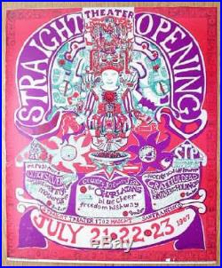Grateful Dead Janis Joplin Straight Theater 1967 Concert Poster Orig Fillmore