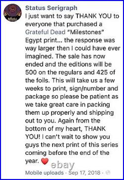 Grateful Dead Milestones Egypt? FOIL 40th print Status Serigraph S/#40