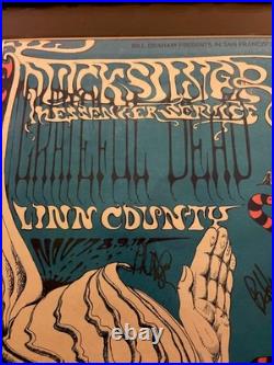 Grateful Dead OG Triple SIGNED Lee Conklin Lesh Weir Fillmore Concert Poster
