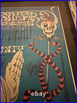Grateful Dead OG Triple SIGNED Lee Conklin Lesh Weir Fillmore Concert Poster
