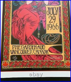Grateful Dead P. N. E Garden And Vancouver Canada July 29 1966 Poster Signed