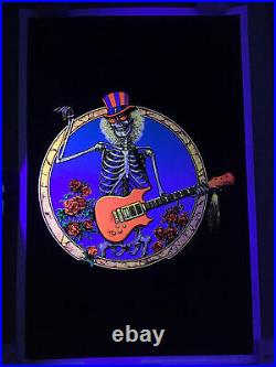 Grateful Dead Philip Garris Skeleton With Guitar And Roses Blacklight Poster