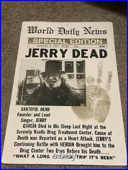 Grateful Dead Poster RARE Jerry Garcia Death August9,1995 Newspaper Image