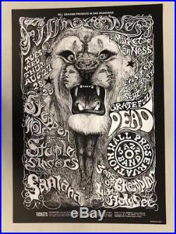 Grateful Dead Santana Fillmore 1968 Concert Poster Signed Conklin Bg134 4th