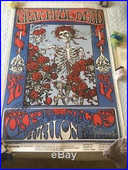 Grateful Dead Signed Poster Hand Signed By Jerry Garcia and Bob Weir + 3 More