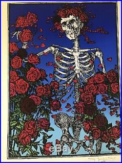 Grateful Dead Skeleton Skull & Roses Poster, Signed Stanley Mouse EXCELLENT