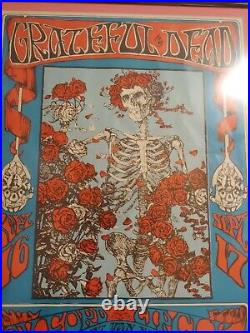 Grateful Dead Skull And Roses With Oxford Circle Fd-26 3 Signed Poster Framed