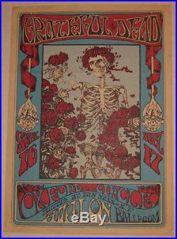 Grateful Dead Skull & Roses Poster 1960's Vintage Bootleg Rare Variant FD#26 AOR