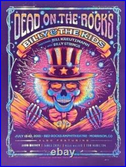 Grateful Dead on the Rocks FOIL Poster 2021 Billy Strings Signed Red Rocks