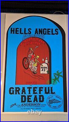 Grateful Dead poster 1971 Hell's Angels Anderson Theater NYC'perfect condition