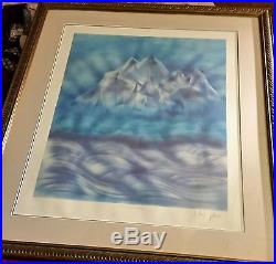 Grateful Dead's Jerry Garcia Lithograph The Blue Iceberg in Pewter Frame