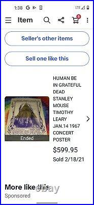 Human Be In Grateful Dead Stanley Mouse Timothy Leary Jan. 14 1967 Concert Poster