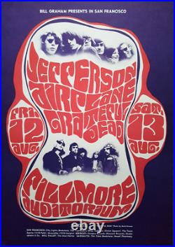 JEFFERSON AIRPLANE / GRATEFUL DEAD 1966 FILLMORE 3rd PRINTING POSTER / NMT 2 MNT