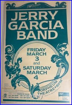 JERRY GARCIA BAND Orpheum Theatre San Francisco 1989 Original Poster RARE