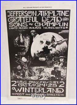 Jefferson Airplane Grateful Dead Winterland Oct 24, 1969 Original Concert Poster