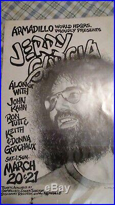 Jerry Garcia Armadillo World Headquarters BONUS back poster original RARE AUSTIN