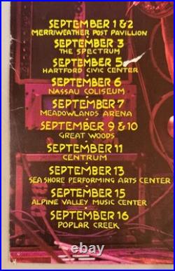 Jerry Garcia Band East Coast Tour 1989 Original Poster Ultra Rare Alpine Valley