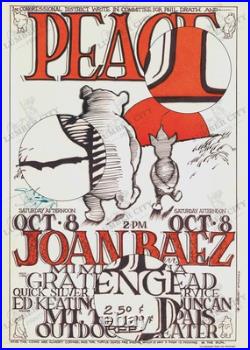 Joan Baez Grateful Dead Concert Mt Tam Peace 1966 Wall Art Poster Print