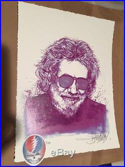 Joey Feldman Purple Jerry Art Print Garcia Poster S/N Of 130 Grateful Dead