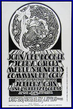 John Lee Hooker Jerry Garcia Stop Heroin Benefit Poster Signed by Randy Tuten