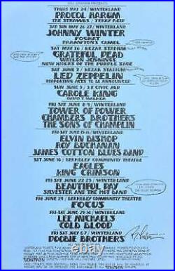 Led Zeppelin Grateful Dead Eagles Concert Handbill Blue San Francisco 1973 Ra