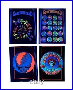 Lot of 4 Vintage RARE Grateful Dead Flocked Velvet Blacklight Posters USA NEW