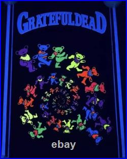 Lot of 4 Vintage RARE Grateful Dead Flocked Velvet Blacklight Posters USA NEW