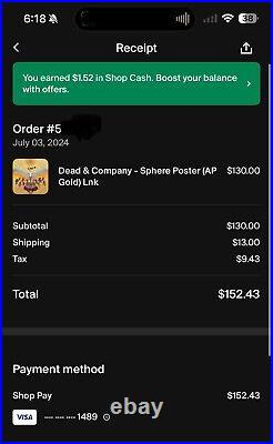 MARQ SPUSTA Dead & Company LV Sphere Poster AP Gold Signed # 37/50 IN HAND