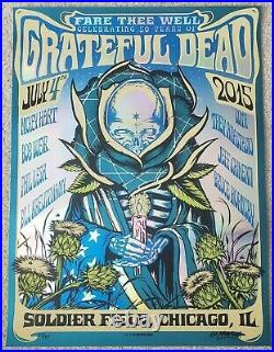 Munk One Grateful Dead Fare Thee Well 50 Years Gd50 Chicago Foil Poster 7/4/15