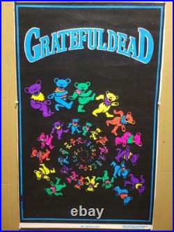 Near Mint Grateful Dead Danciing Bears Blacklight 90's Poster Vintage
