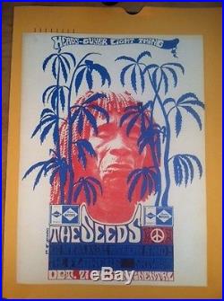 Orig. Filmore Era Rock Poster Rare The Seeds Kid Africa Flowers 1967 Litho 1st B