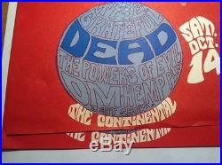 Orig. Grateful Dead 1967 Litho Rare Cannon Poster Continental S. F. Rock Era 1st
