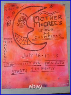 ORIGINAL Mother McCrees Concert Poster ARTWORK Grateful Dead 1964 Only 1 Known
