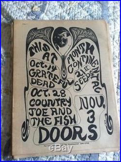 Orig. Grateful Dead 1967 Litho Rare Cannon Posters Continental S. F. Rock Era 1st