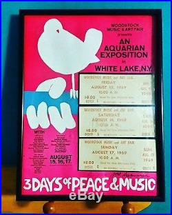 Orig. Woodstock'69 Concert Poster & Tickets-3 Days of Peace & Music withCOA 9x12