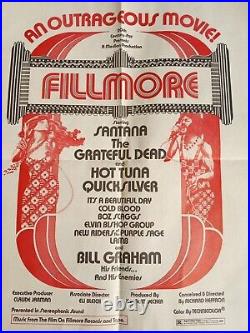 Original 1972 Grateful Dead Santana FIllmore Bill Graham movie concert poster