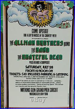 Original 1973 Summer Jam Concert Poster Grateful Dead & Allman Bros Watkins Gl