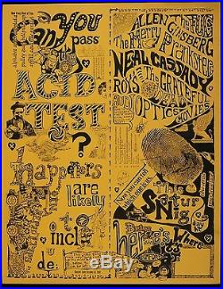 Original Acid Test/Grateful Dead LARGE version 1965 poster! 17 X 22 AOR 2.4