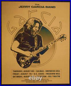 Original Concert Poster Jerry Garcia Band Salinas Stockton Davis Aug. 6/8,1981