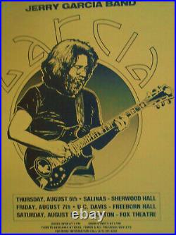 Original Concert Poster Jerry Garcia Band Salinas Stockton Davis Aug. 6/8,1981
