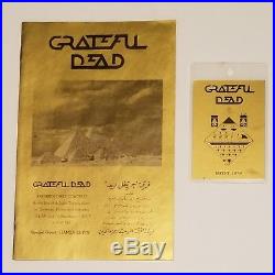 Original Egypt 78 Concert Program/All Access Pass. Vintage grateful dead