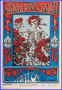 Original Grateful Dead 1966 Skeleton & Roses Concert Poster, 3rd Printing FD-26