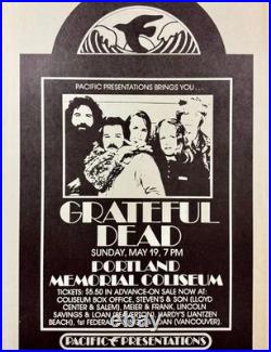 Original Rare 1974 Grateful Dead Concert Poster-Portland Memorial Coliseum