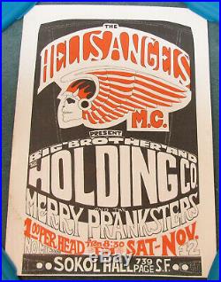 Original Rock Concert Poster Hells Angels Big Brother Holding Co. Pranksters